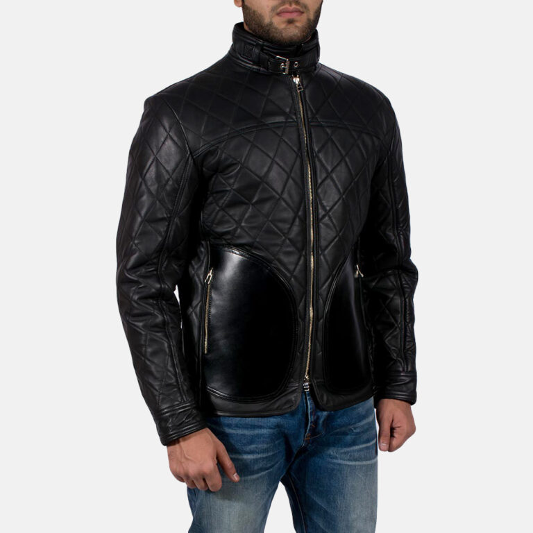 Mens Equilibrium Black Leather Jacket 3-1491385648159